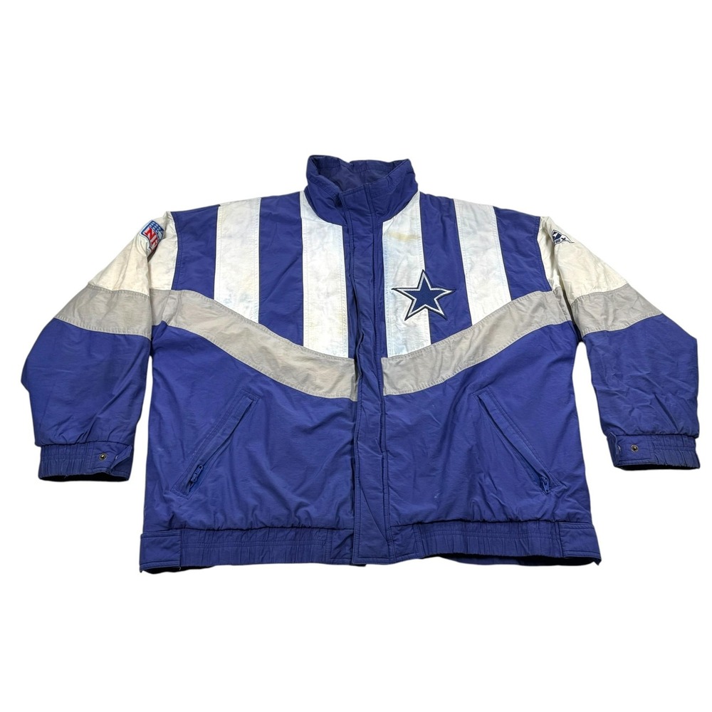 Vintage Dallas Cowboys Jacket Mens XL Blue NFL Football Apex One Coat Insulated